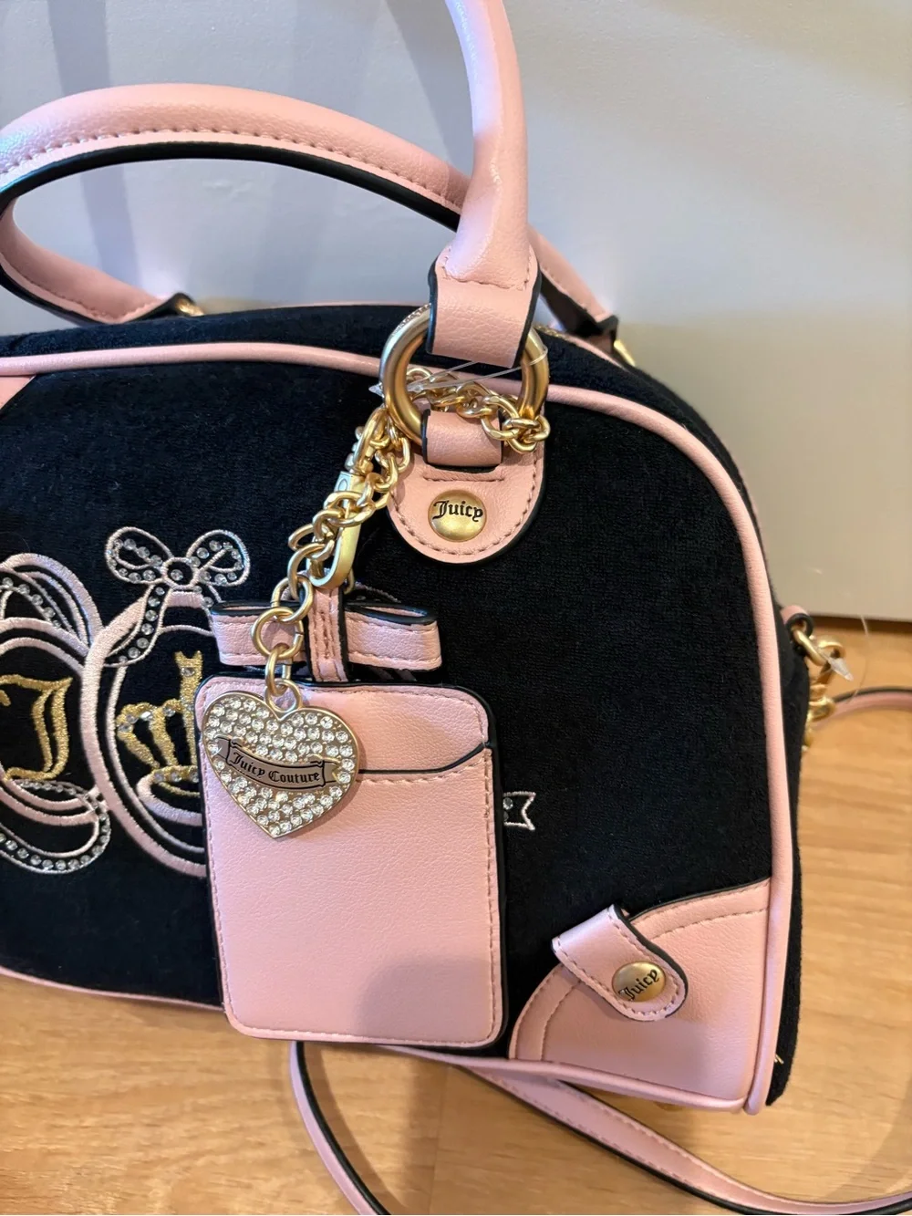 Juicy Couture Black and Pink Club Bowler Bag NEW